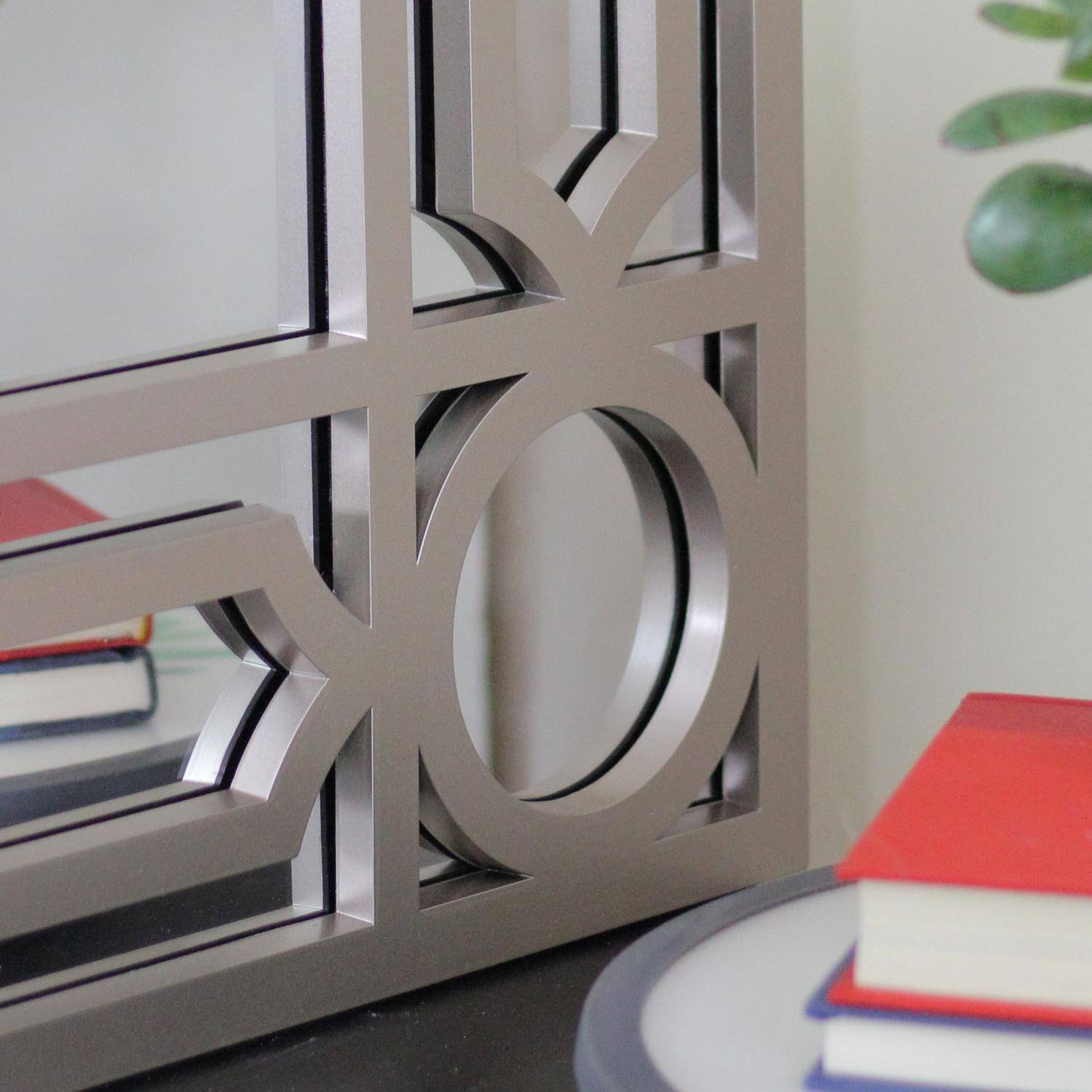 Alt View 2. Northlight - 29.5" Gray Framed Geometric Design Rectangular Wall Mirror - Gray.