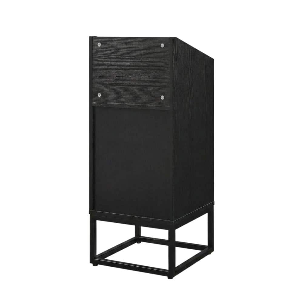 FurniFact - Vinyl Record Storage Stand with Compact Design for Home Entertainment - Black