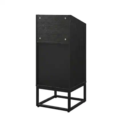 Front. FurniFact - Vinyl Record Storage Stand in Black with Compact Design for Home Entertainment - Black.