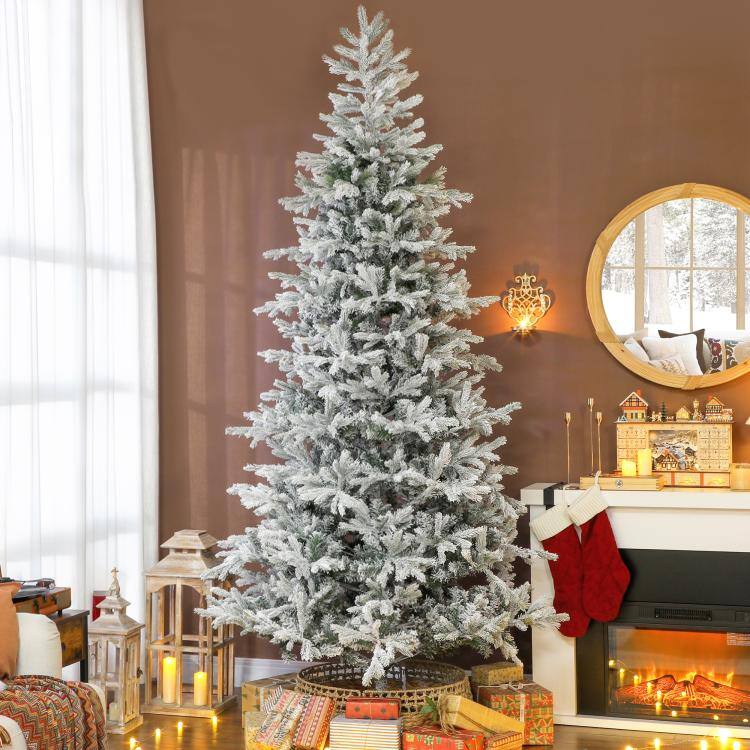 Alt View 9. PULUZ - 9 ft Artificial Frosted Christmas Tree with Realistic Branches, Wide Full Spruce, Hinged Xmas Tree, Easy Assembly - Green.