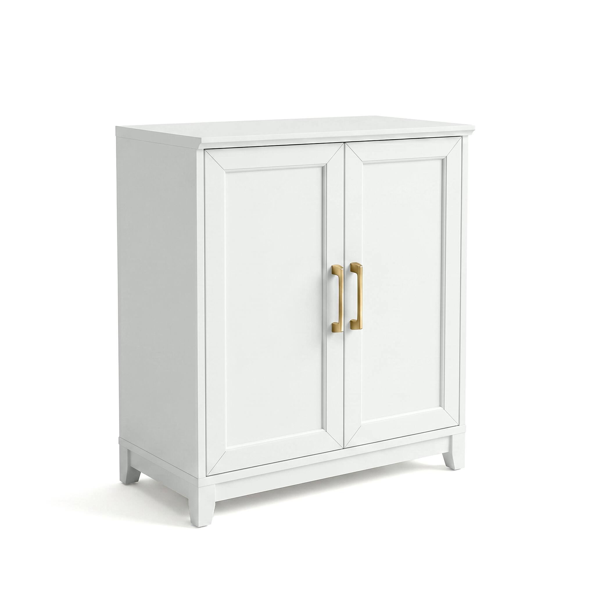 Alt View 1. Martha Stewart - Bedford Modular Storage Cabinet with Adjustable Shelf, Soft-Close Doors, Solid Wood Frame and Legs - White Frame/Gold Hardware.