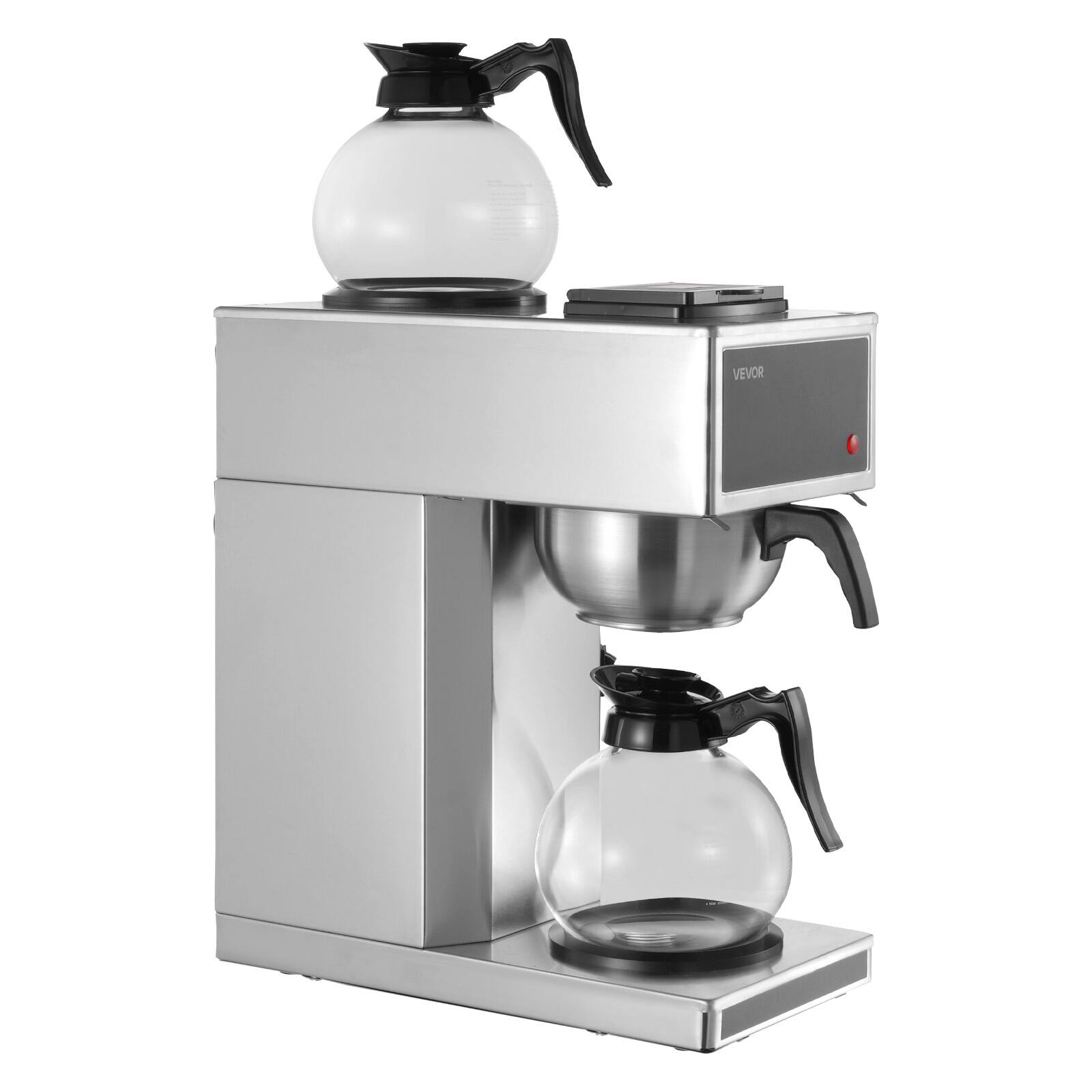 Alt View 5. VEVOR - Commercial Drip Coffee Maker, 12 Cups Coffee-Maker Machine with 2 Glass Carafes and 2 Decanter Warmer Plates - Silver;Black.