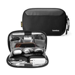 tomtoc - Navigator-T13 Electronic Organizer Accessory Storage Bag Tech Pouch for MacBook Charger, Cables, Power Bank, Hard Drive - Black