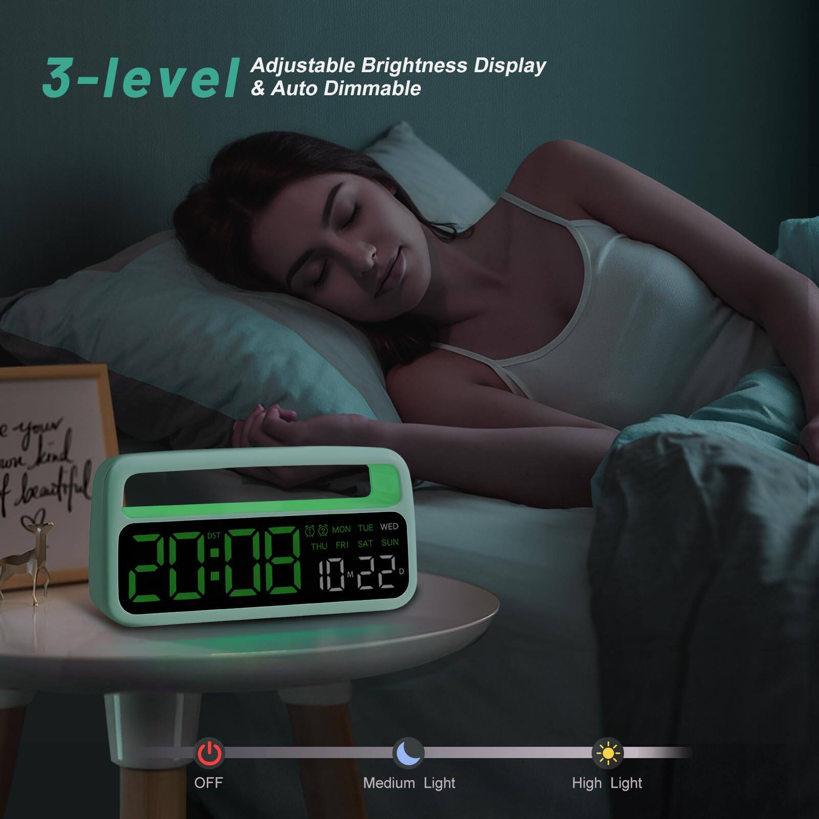 Adjustable Brightness Display 3-level & Auto Dimmable

OFF Medium Light High Light