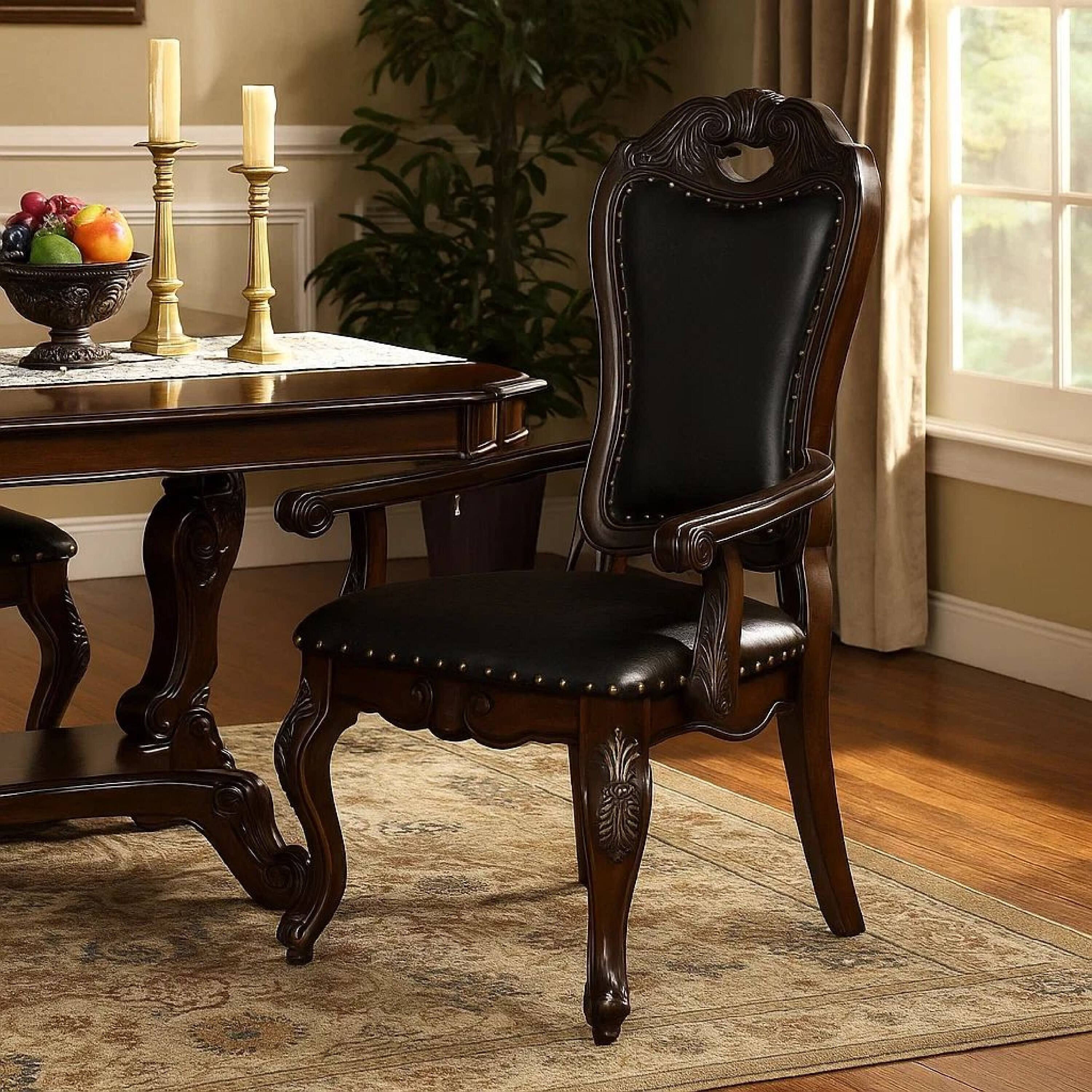 Alt View 6. Manhattan Lane - Ons 29 Inch Carved Dining Armchair, Set of 2 - Brown.