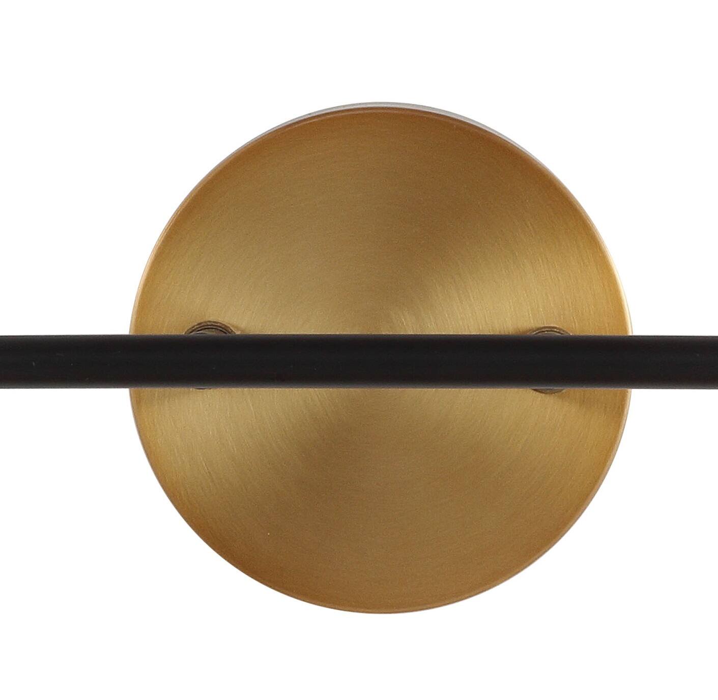 Alt View 5. Jonathan Y - Caleb 18" 2-Light Contemporary Transitional Iron/Glass LED Vanity Light, Brass Gold/Black/White - Brass Gold/Black.