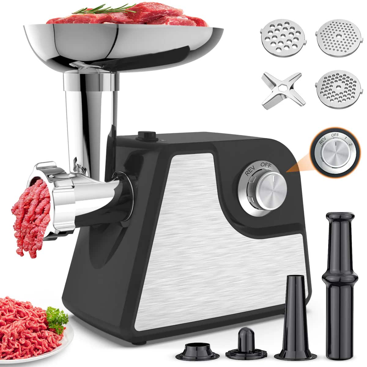 Anysun - 2400W Meat Grinder - 2 Adjustable Speeds, Electric for Home Use, Includes Sausage Stuffer - Black price history on PriceWatchPro