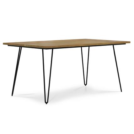 Front. Simpli Home - Hunter SOLID MANGO WOOD and Metal 66 inch x 40 inch Rectangle Industrial Dining Table in Light Brown - Light Brown.