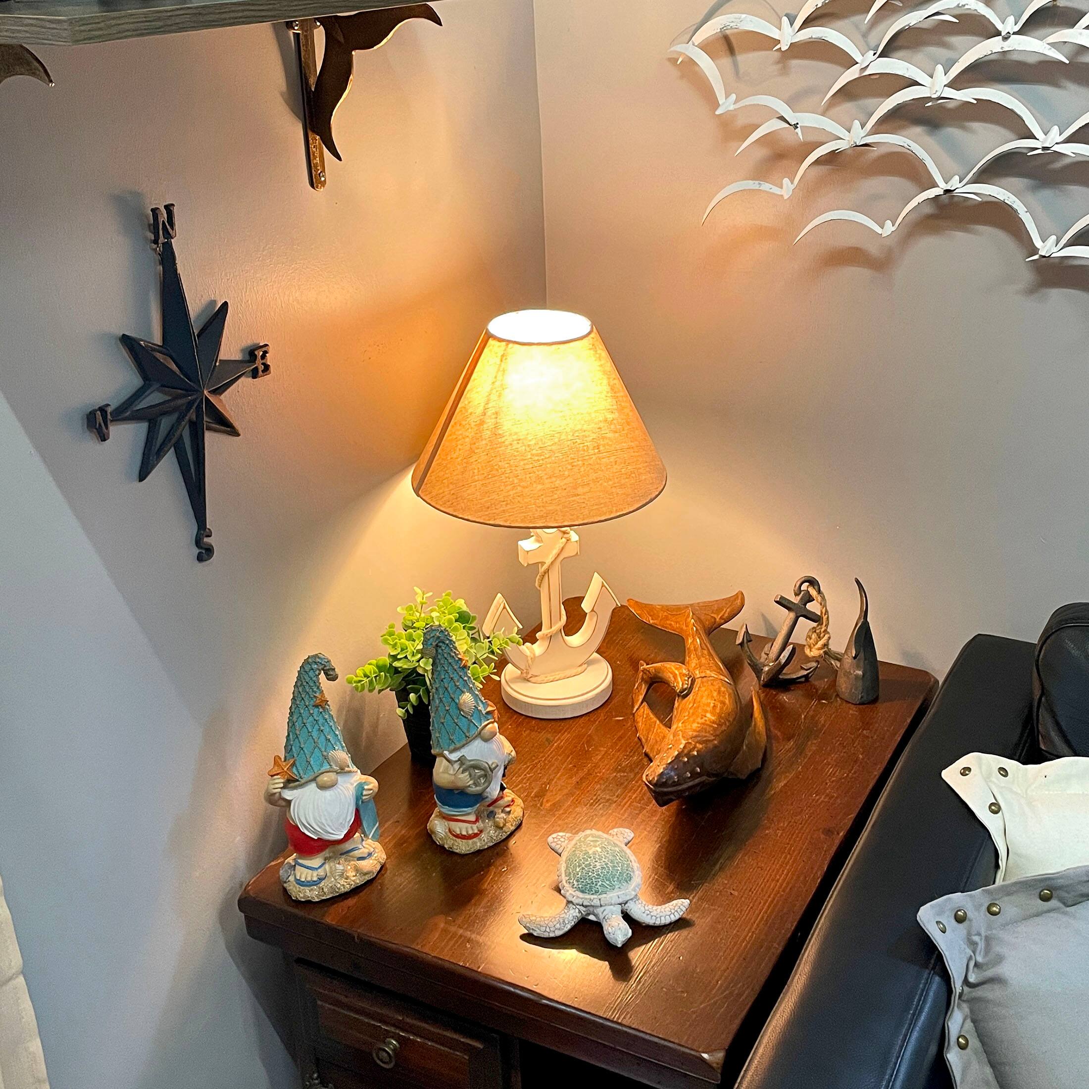 Alt View 7. Chesapeake Bay - Coastal White Anchor Table Lamp 19" Nautical Beach Decor with Shade - White.