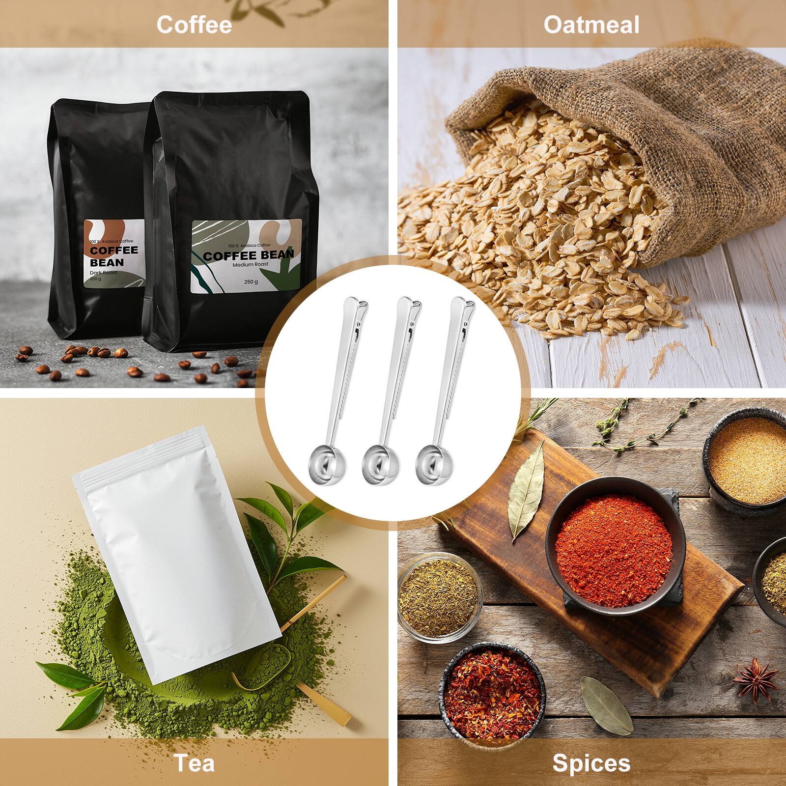 Coffee Oatmeal Tea Spices

COFFEE BEAN
- Dark Roast
- Medium Roast

COFFEE NAU SUM
- 9 BEAN
- Tea Spices