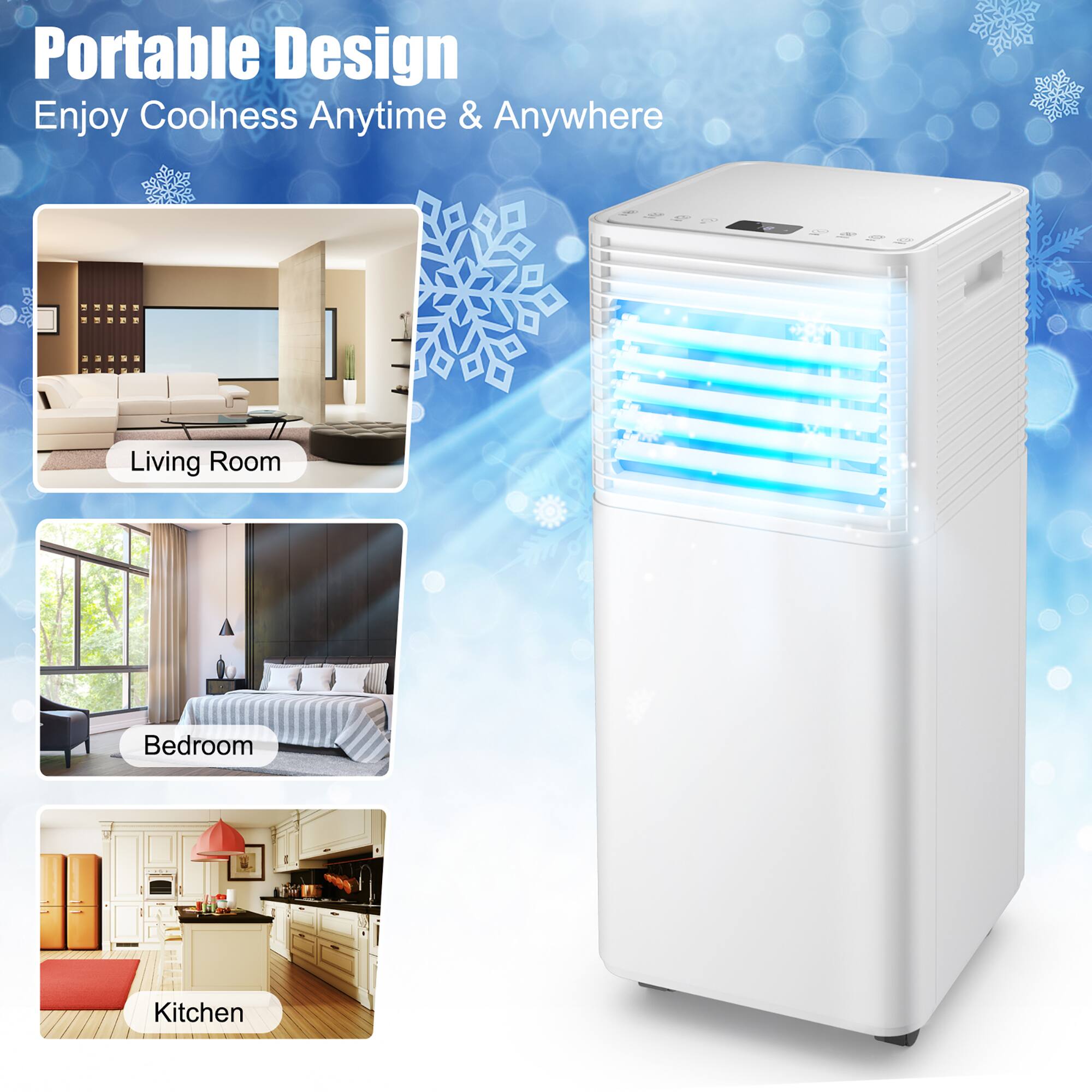 Portable Design: Enjoy Coolness Anytime & Anywhere in Living Room, Bedroom, and Kitchen.