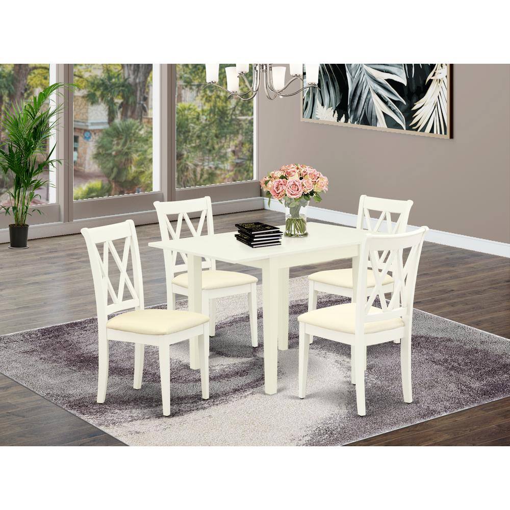 Angle. East West Furniture - Dining Room Set Linen White - Brown.