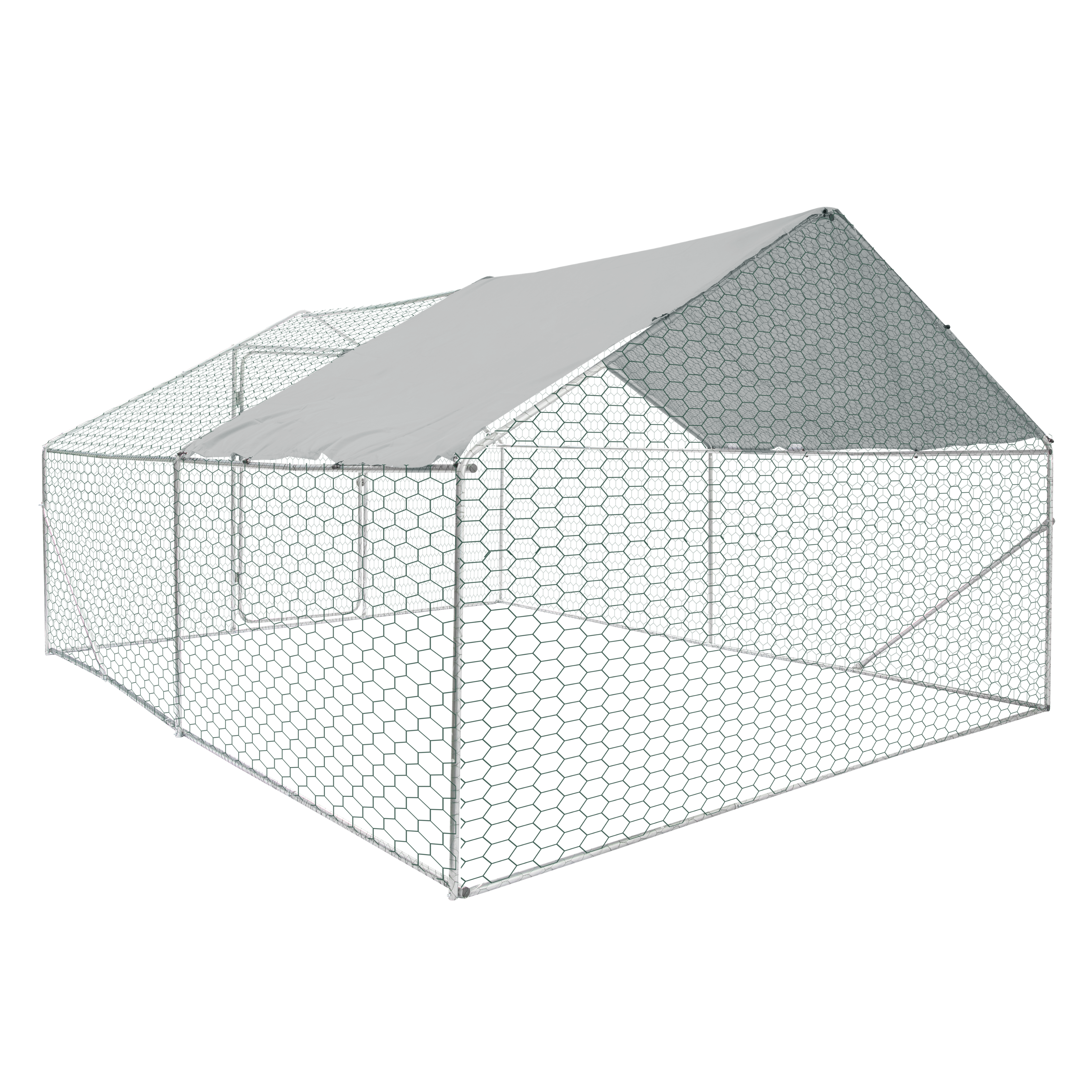Alt View 3. Loheer - Spacious Metal Chicken Coop 13.1 x 9.8 x 6.6 ft Outdoor Chicken Run with Rain Cover..