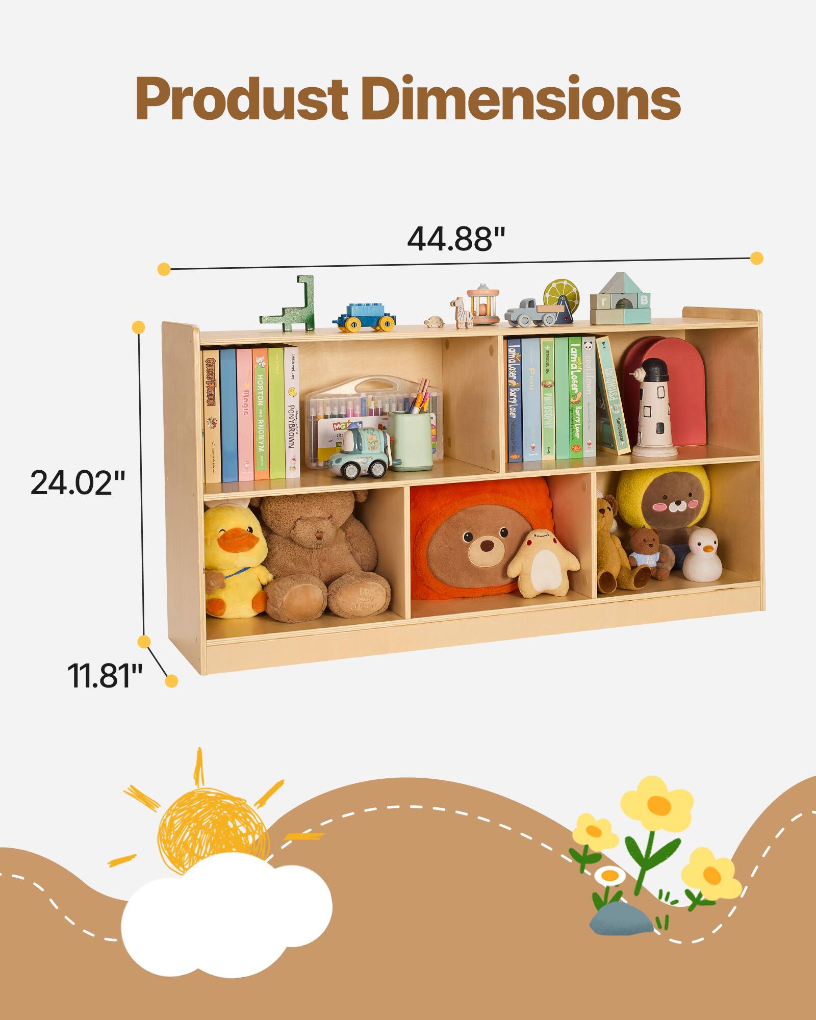 Product Dimensions  
44.88" (L) x 24.02" (W) x 11.81" (H)
