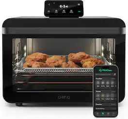 CHEF iQ - MiniOven 25-Quart Smart Toaster Oven Air Fryer with Touchscreen Controls - Black