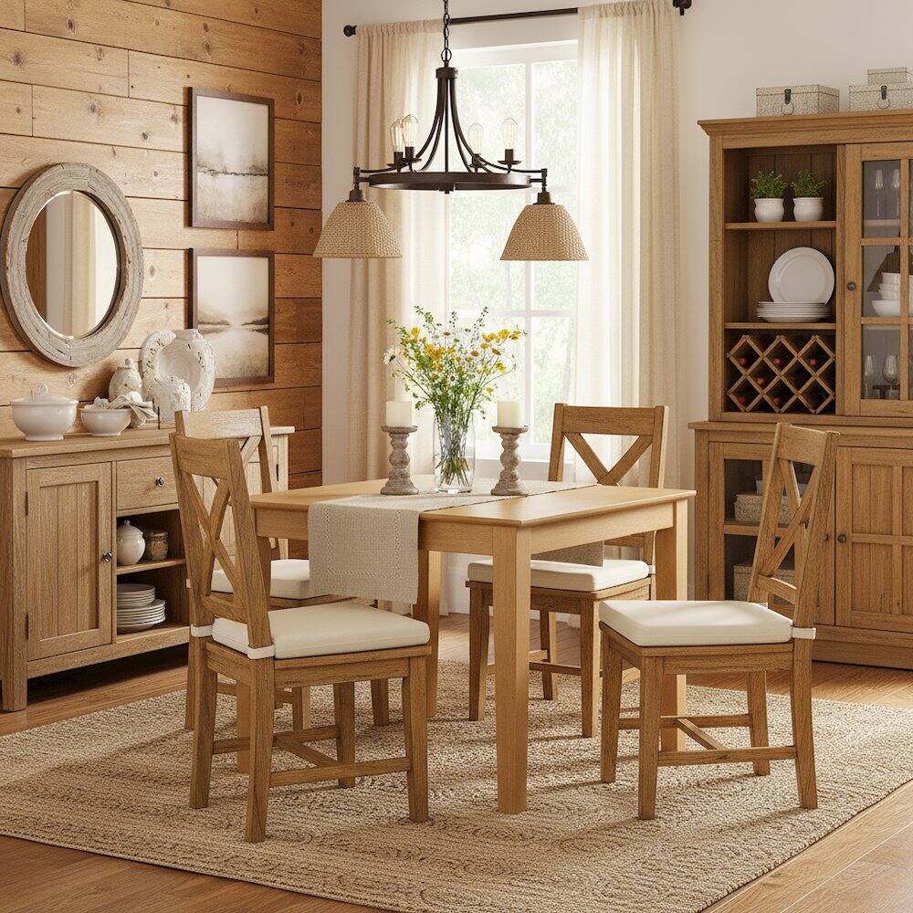 Back. FurniFact - Square Dining Table - Oak.