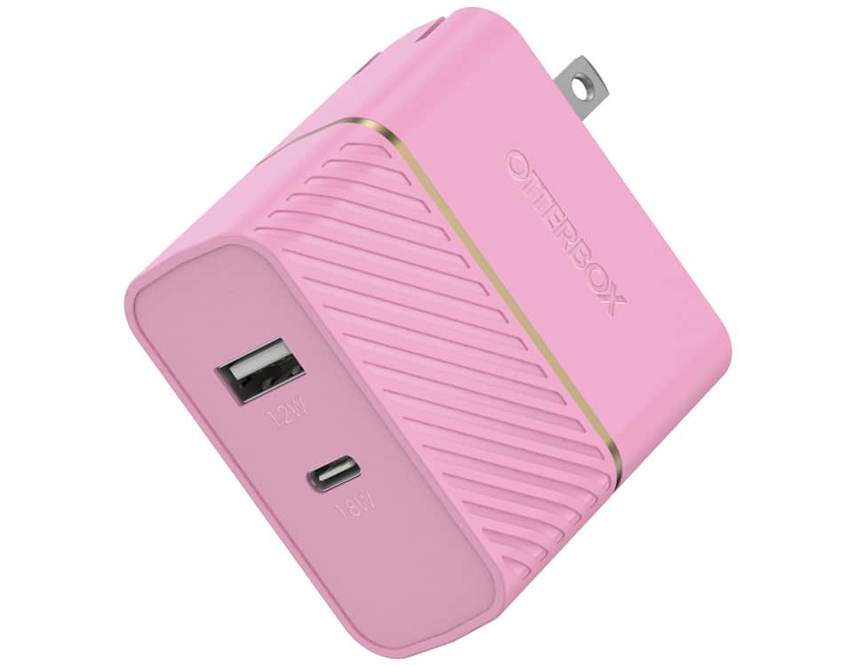 OtterBox - USB-C and USB-A Fast Charge Dual Port Wall Charger Purple - Purple