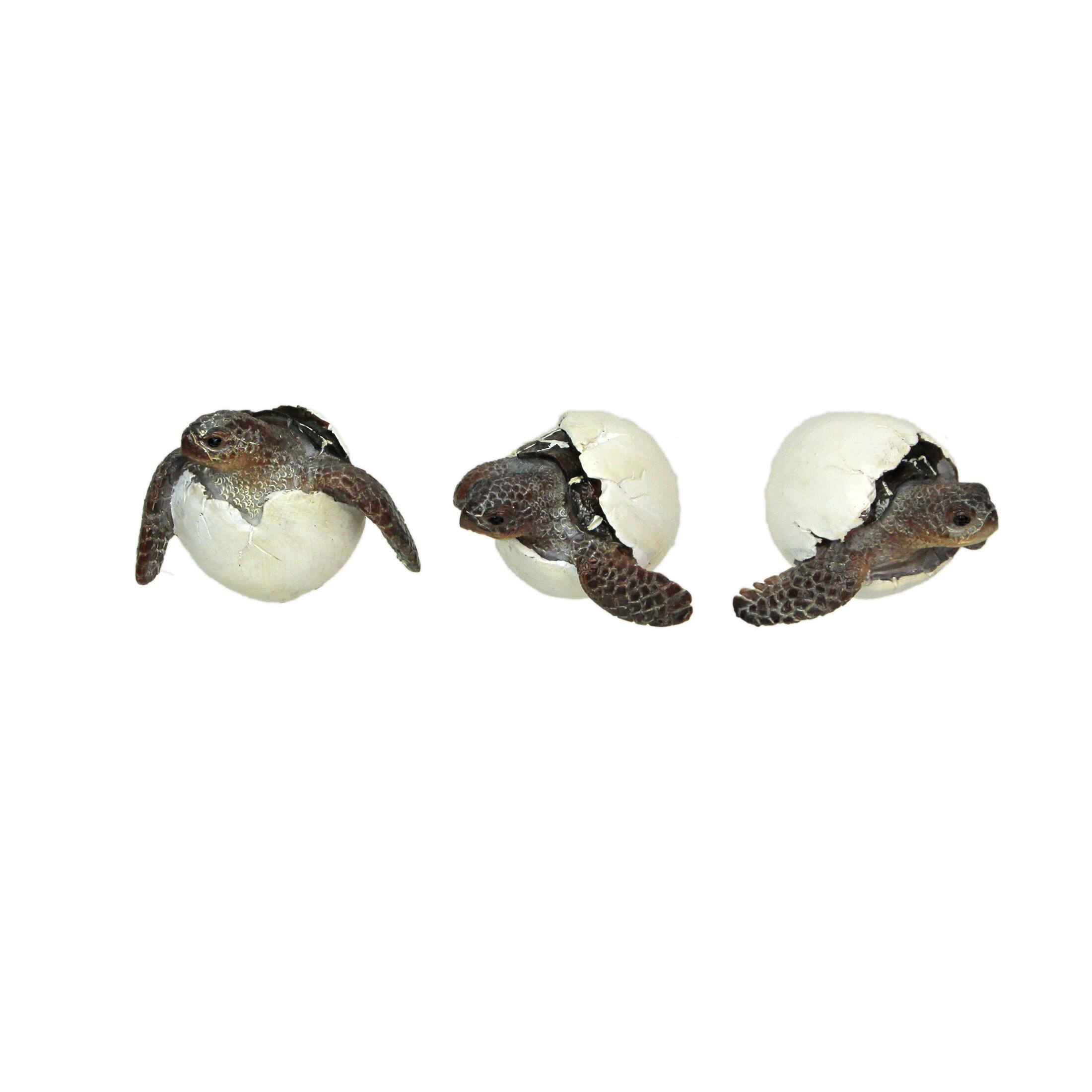 Alt View 1. Things2Die4 - Set of 3 Hand-Painted Resin Hatching Sea Turtle Minifigures-2.75 Inches Diameter - Multicolored.