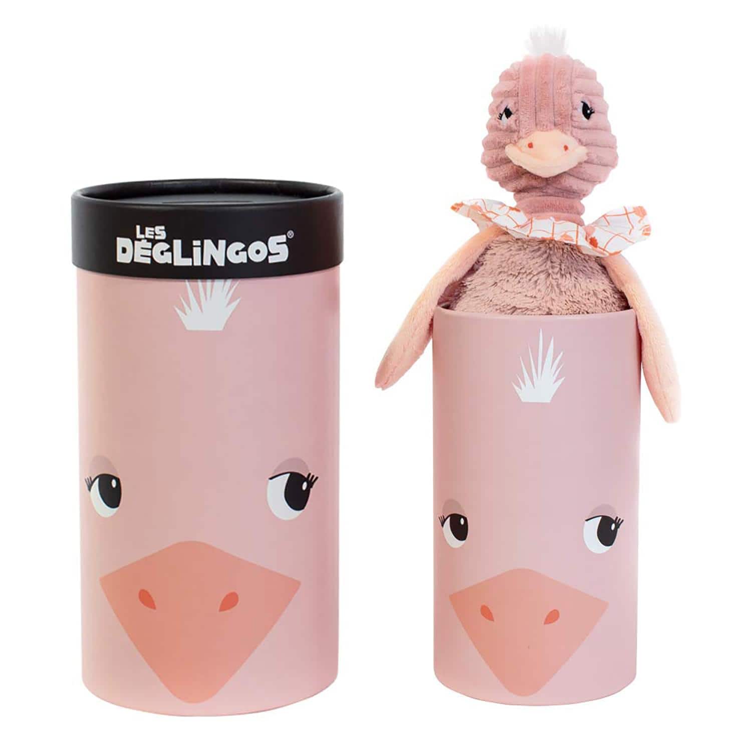 TriAction Toys - Les Deglingos Big Simply Plush Animal In Tube | Pomelos the Ostrich - Pink