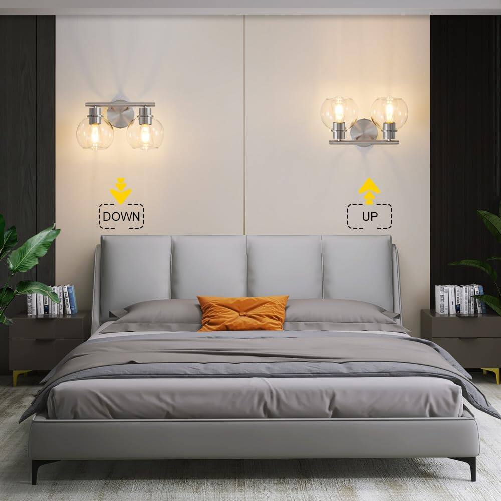 Alt View 2. Cedar Assembly - Bathroom Light Fixtures Over Mirror s Vanity With Clear Glass Shade Inch Modern Brushed Nickel Lights Wall - Black 5 light-clear glass shade.