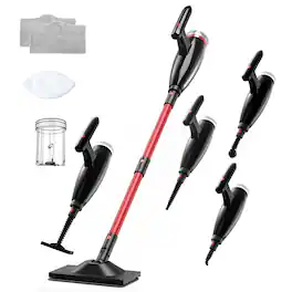 Teendow - 6-in-1 Steam Mop, Multi-Surface Steam Cleaner for Hardwood Floors & Carpet, Chemical-Free Cleaning with Attachments - Red