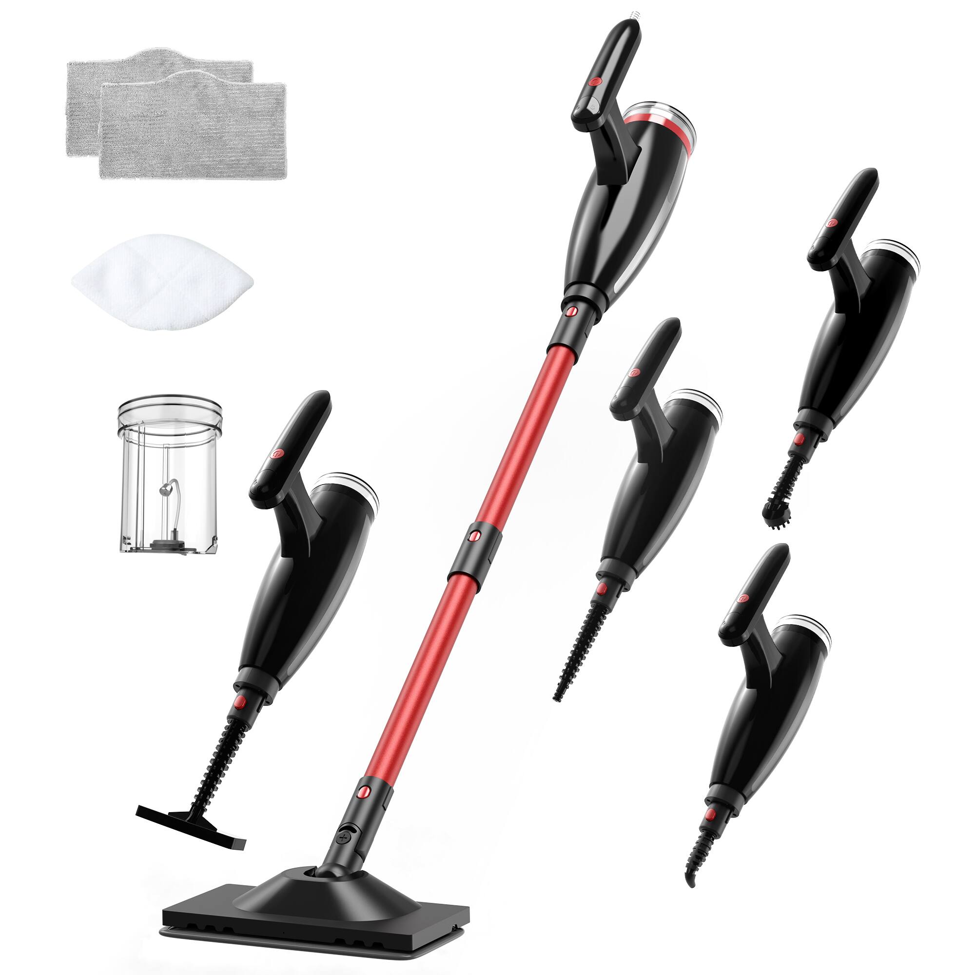 Front. Teendow - 6-in-1 Steam Mop, Multi-Surface Steam Cleaner for Hardwood Floors & Carpet, Chemical-Free Cleaning with Attachments - Red.