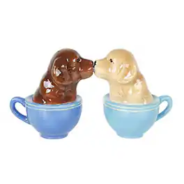 Pacific Trading - Pacific Giftware Kissing Labrador Puppies in Tea Cup Salt and Pepper Shaker Set Cute Labradors Tabletop Decoration - Multicolor