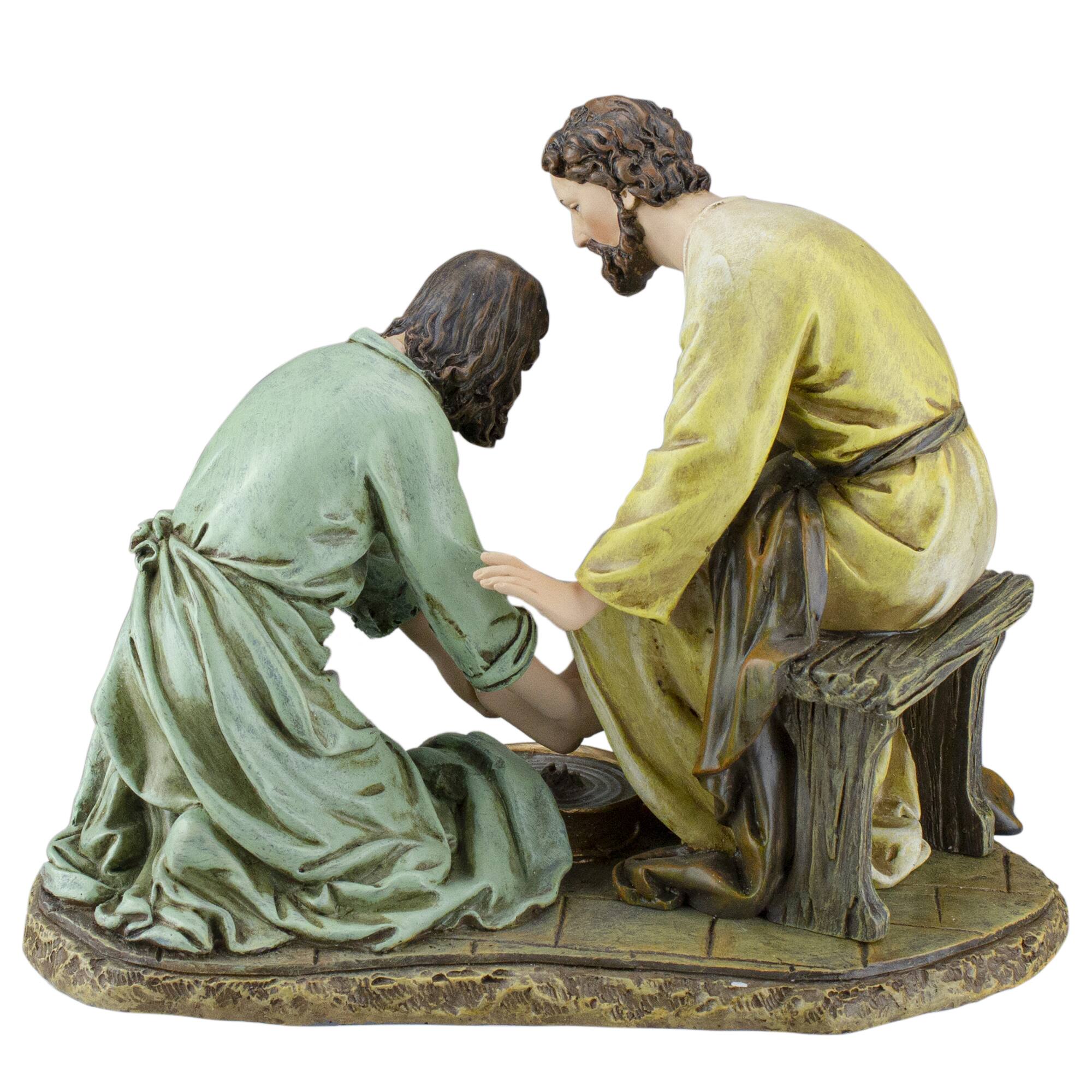 Alt View 3. Roman - Joseph's Studio Jesus Washing Feet Figure - 8" - Brown.