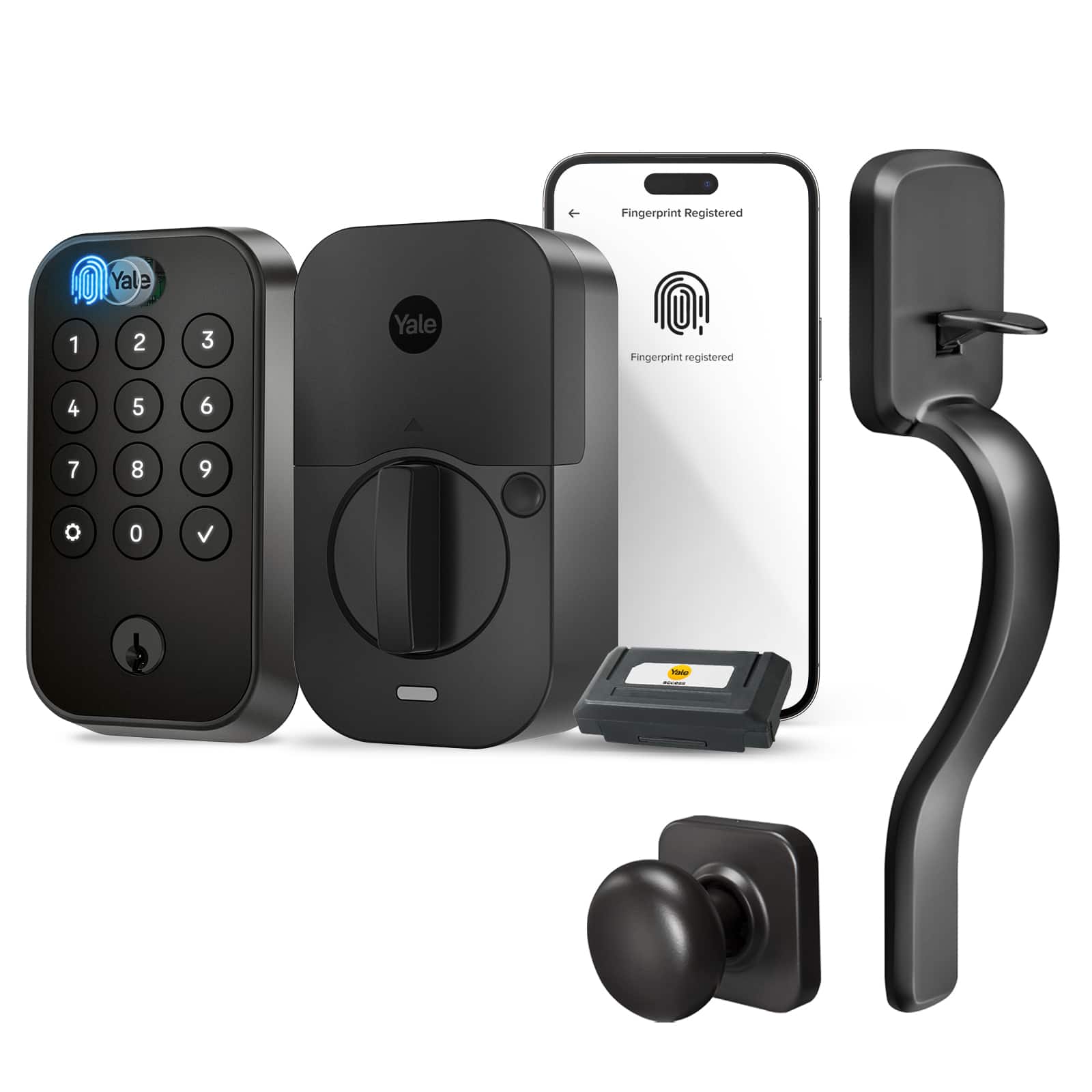 Yale - Assure Lock 2 Touch Keypad with Wi-Fi and Ridgefield Handleset - Black Suede - Front_Zoom