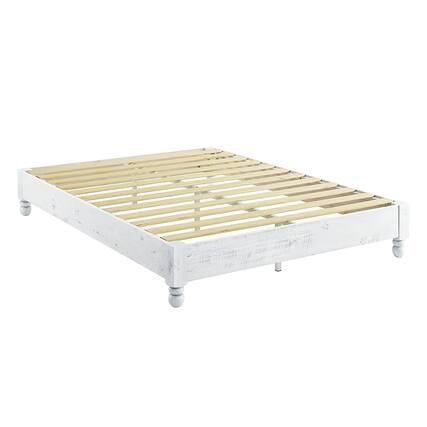 Front. MUSEHOMEINC - MUSEHOMEINC Pine Wood 12 Slat Platform Rustic Bed Frame, Whitewashed, Queen - White Washed.