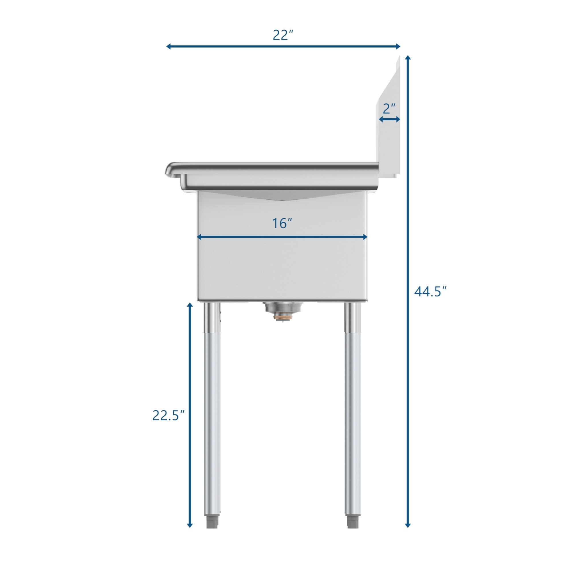 22"  
2"  
16"  
44.5"  
22.5"