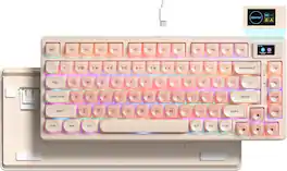 Womier - S-K80 75% Wired Keyboard with Color Multimedia Display Mechanical Gaming Keyboard - Pink