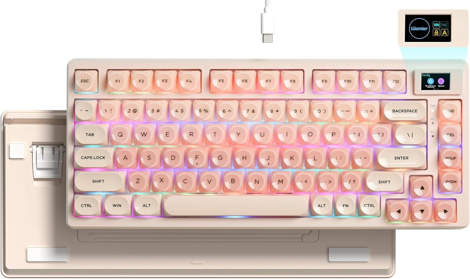 Womier - S-K80 75% Wired Keyboard with Color Multimedia Display Mechanical Gaming Keyboard - Pink