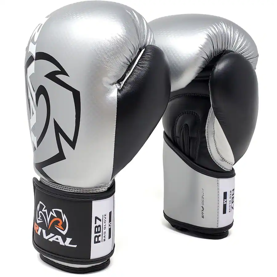 Rival Rb7 RIVAL Boxing RB7 Fitness Plus Hook and Loop Bag Gloves Small Silver ...