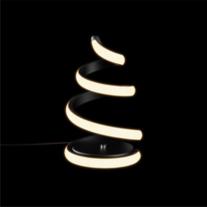 Front. Infibrite - Spiral 12W LED Table Lamp 16 Inch, 3000K Warm White, Touch Control, Matte Black, Integrated LED - White.