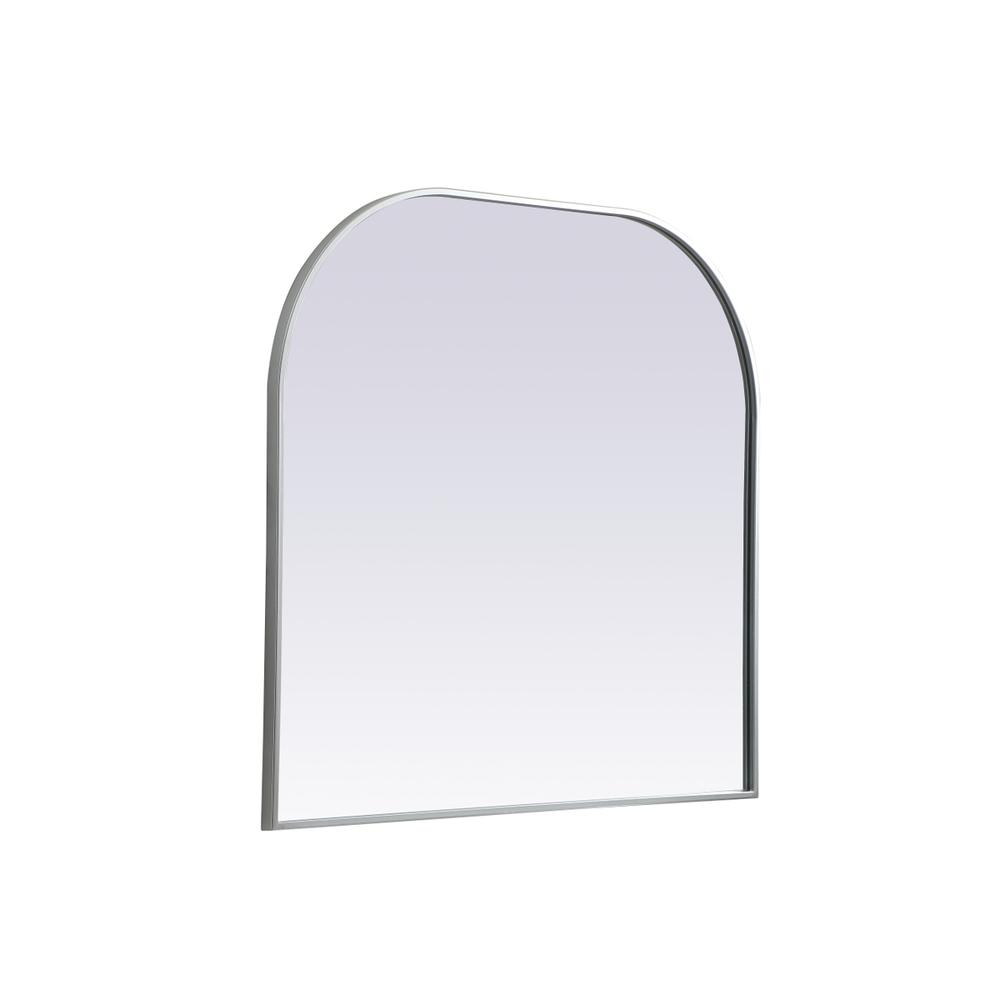 Left. Elegant Decor - Metal Frame Arch Mirror 36x34 Inch in Silver - Silver.