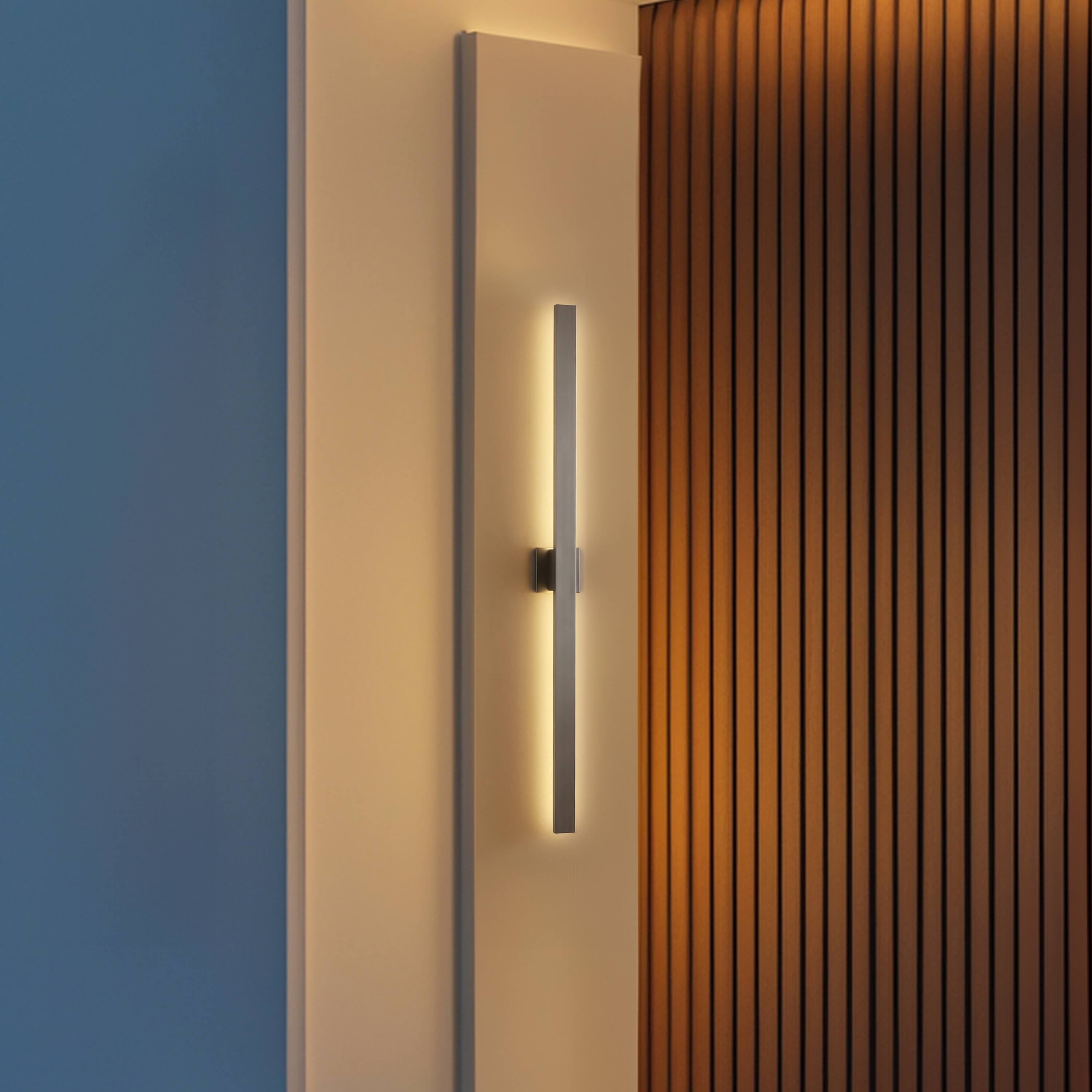 Alt View 1. Jonathan Y - Vara 49.5" Modern Minimalist Indoor/Outdoor Metal 350-Degree Rotate Dimmable Integrated Linear LED Wall Sconce, Silver - Silver.