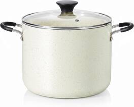 Cook N Home - 10.5 Quart Non Stick Stock Pot Large Pot for Cookingwith Lid Cream Color - cream white