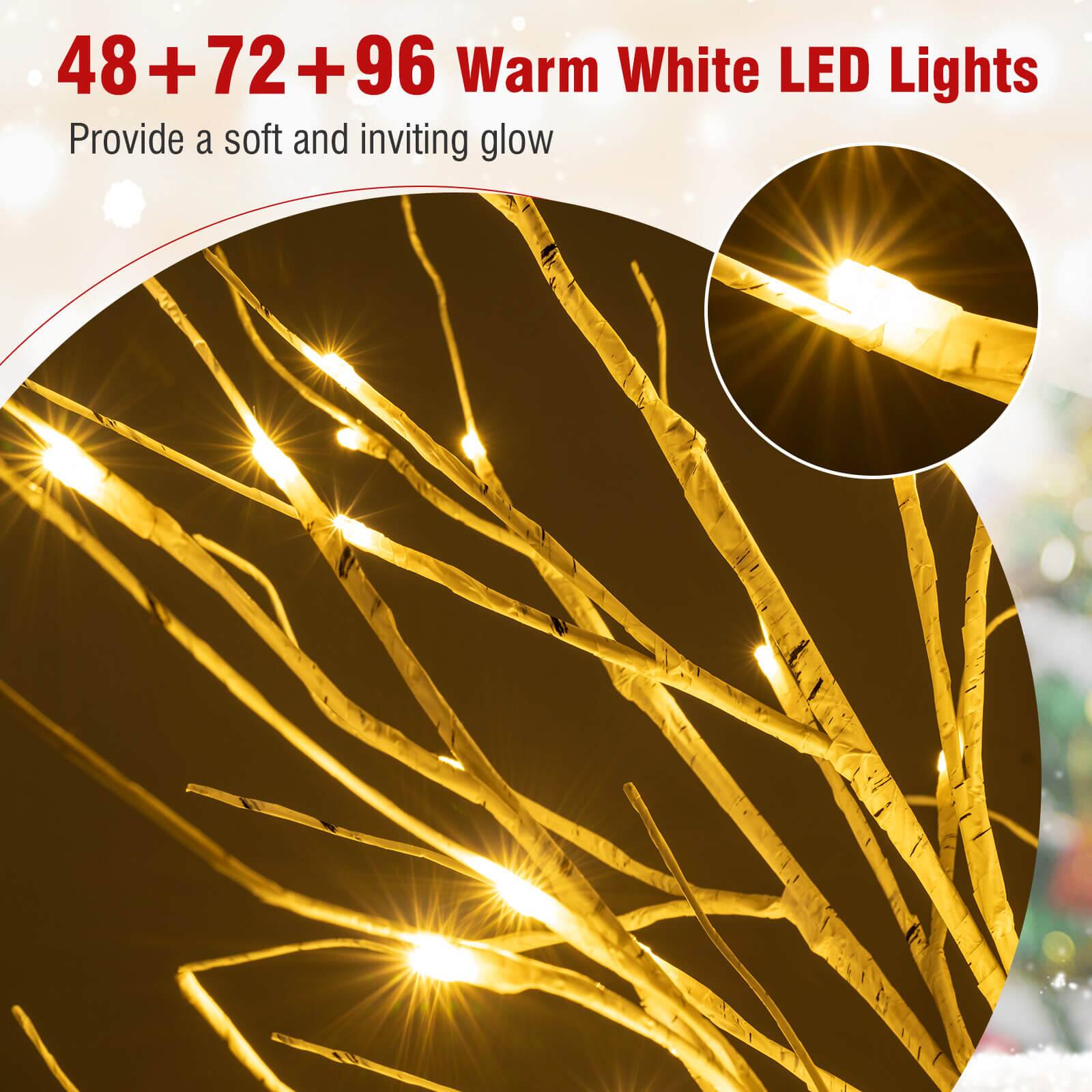 48 + 72 + 96 Warm White LED Lights  
Provide a soft and inviting glow