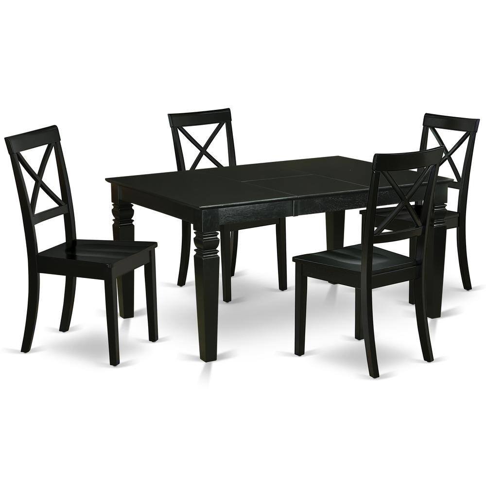Back. East West Furniture - Dining Room Set Black - Brown.