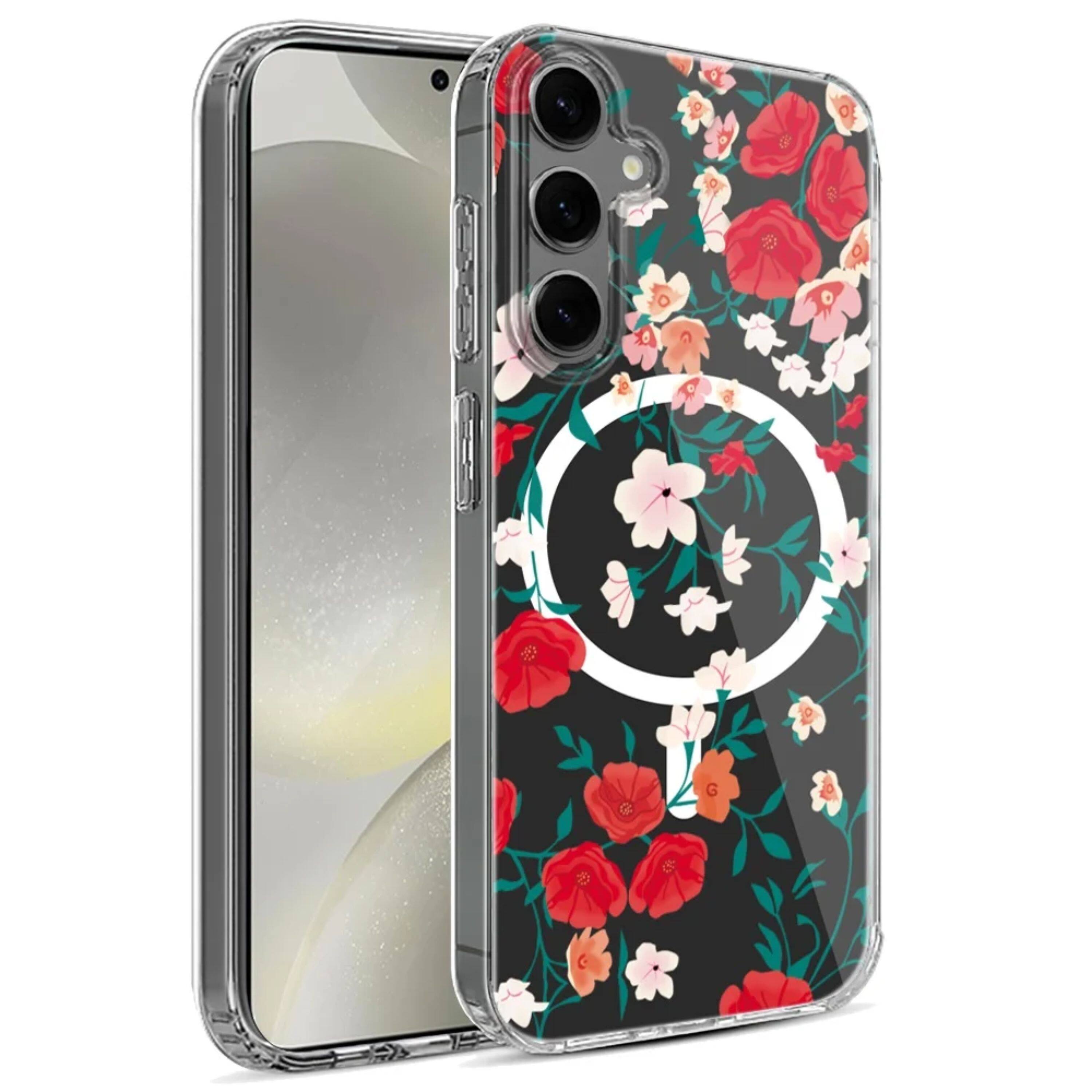 Angle. Kitcheniva - Unique Design Cover Plus Tempered Glass For Samsung S25/S24 Case Magnetic Circle E - Multicolor.