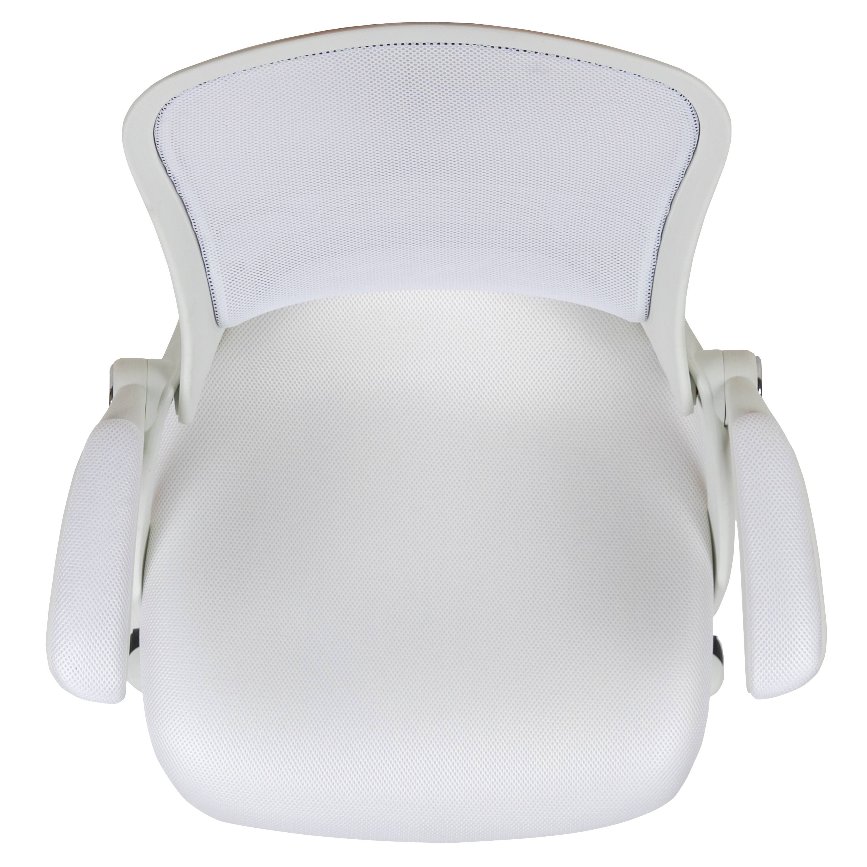 Alt View 8. Emma + Oliver - High Back Mesh Ergonomic Office Chair with Flip-up Arms - White.