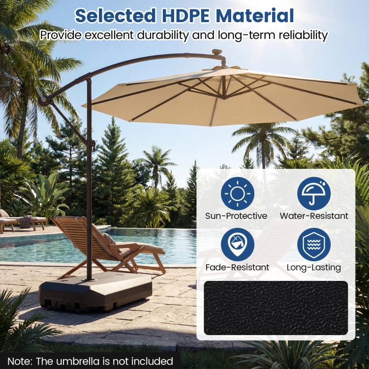 Selected HDPE Material  
Provide excellent durability and long-term reliability  

Sun-Protective  
Water-Resistant  
Fade-Resistant  
Long-Lasting  

Note: The umbrella is not included