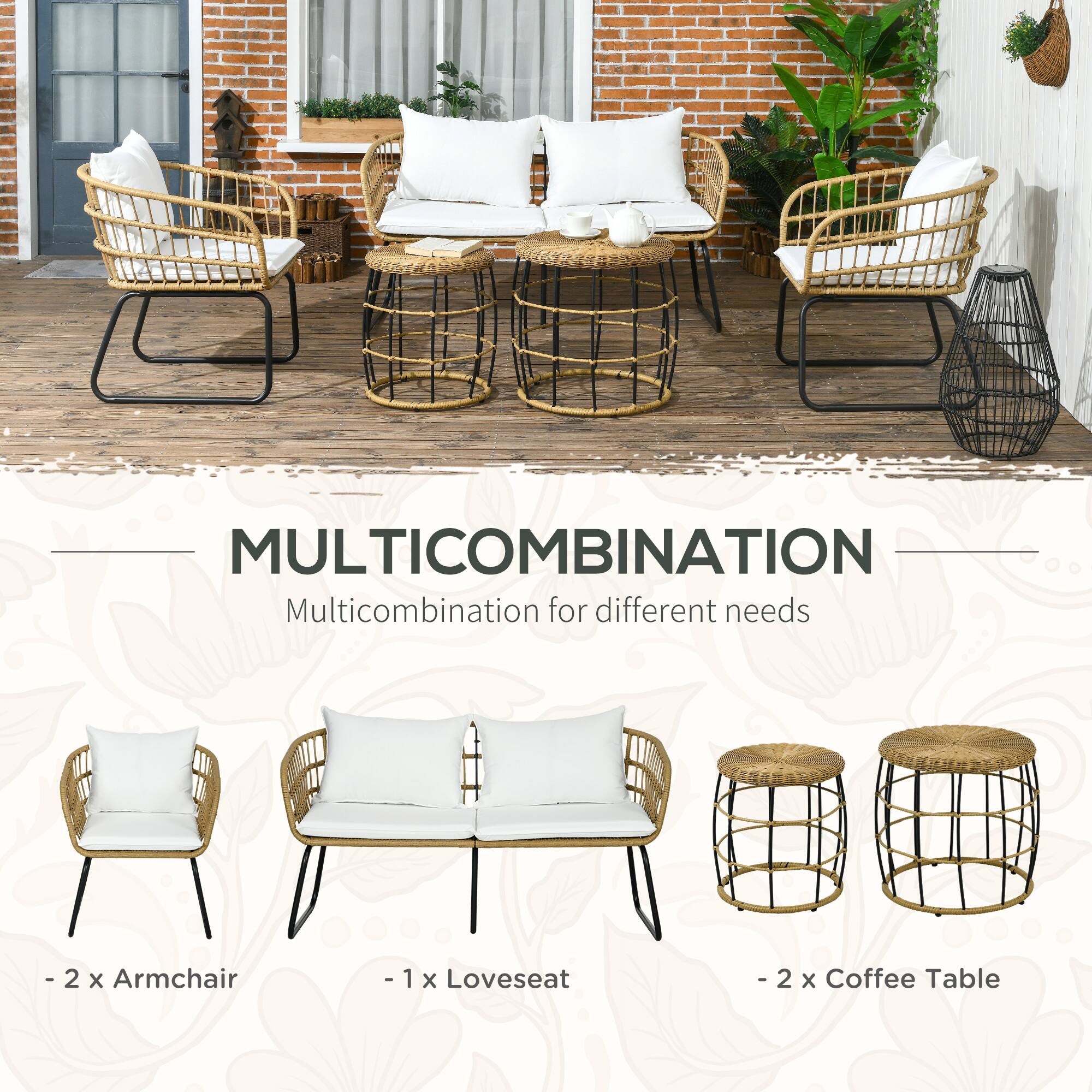 MULTICOMBINATION  
Multicombination for different needs  

- 2 x Armchair  
- 1 x Loveseat  
- 2 x Coffee Table
