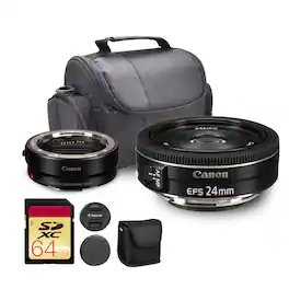 Canon - EF-S 24mm f/2.8 STM Lens EF-EOS R Adapter Bundle - Black
