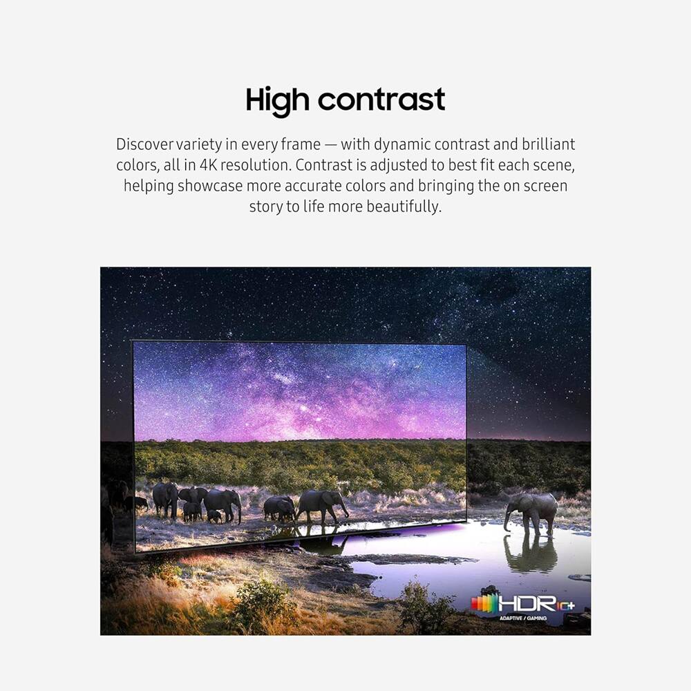 High contrast

Discover variety in every frame — with dynamic contrast and brilliant colors, all in 4K resolution. Contrast is adjusted to best fit each scene, helping showcase more accurate colors and bringing the on screen story to life more beautifully.