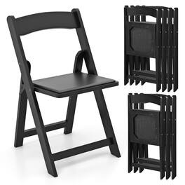 Gymax - Set of 8 Dining Chairs w/ Rubber Wood Legs & Padded Seat for Home Office Events - Black