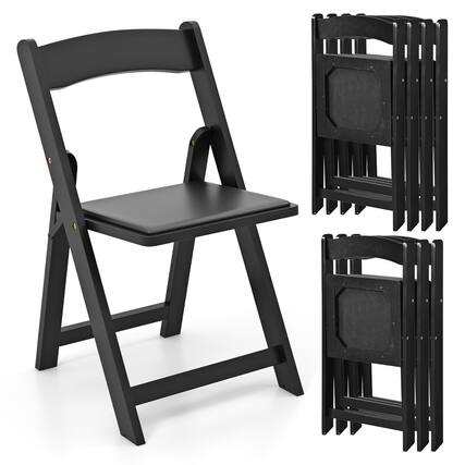 Front. Gymax - Gymax Set of 8 Dining Chairs w/ Rubber Wood Legs & Padded Seat for Home Office Events Black - Black.