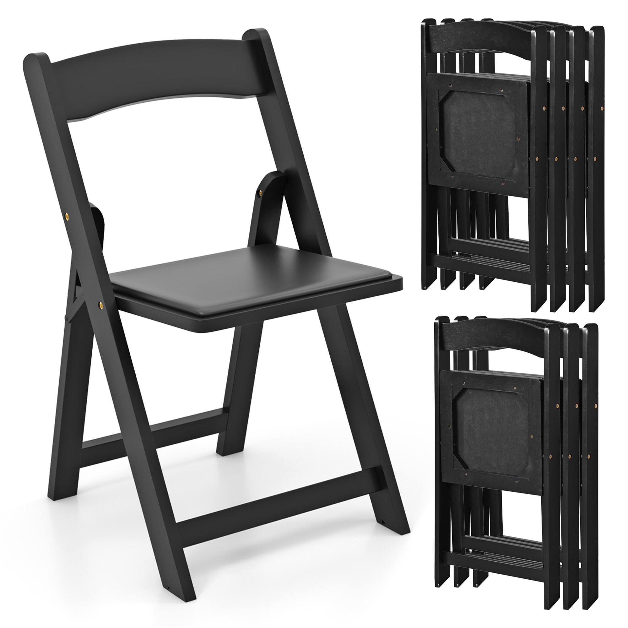 Front. Gymax - Gymax Set of 8 Dining Chairs w/ Rubber Wood Legs & Padded Seat for Home Office Events Black - Black.