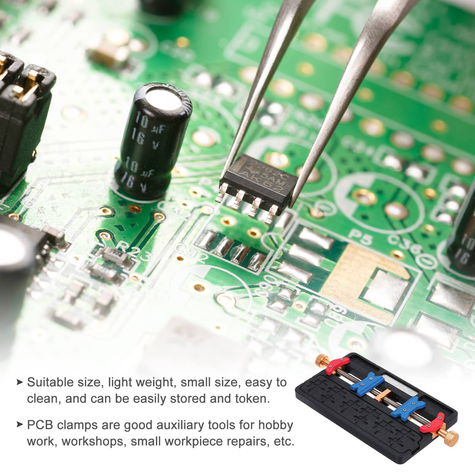 10 F 16 V 10 16 V DAM R23 C92 09Q P5 10 C360 16 089

Suitable size, light weight, small size, easy to clean, and can be easily stored and token. Clamps are good auxiliary tools for hobby work, workshops, small workpiece repairs, etc.